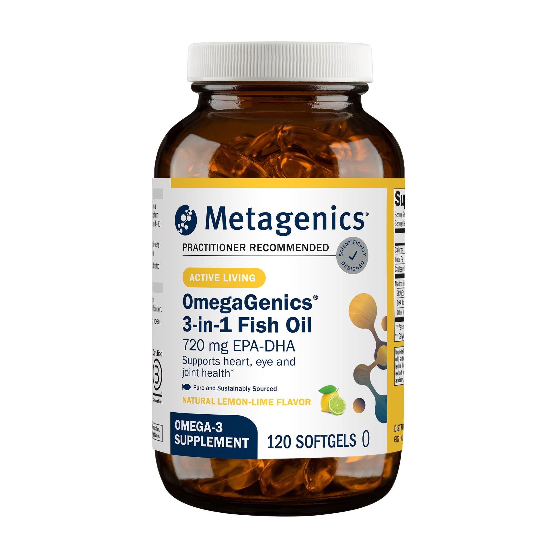 Metagenics OmegaGenics Fish Oil EPA-DHA 720 mg High Potency Omega-3 Supplement Softgels 120