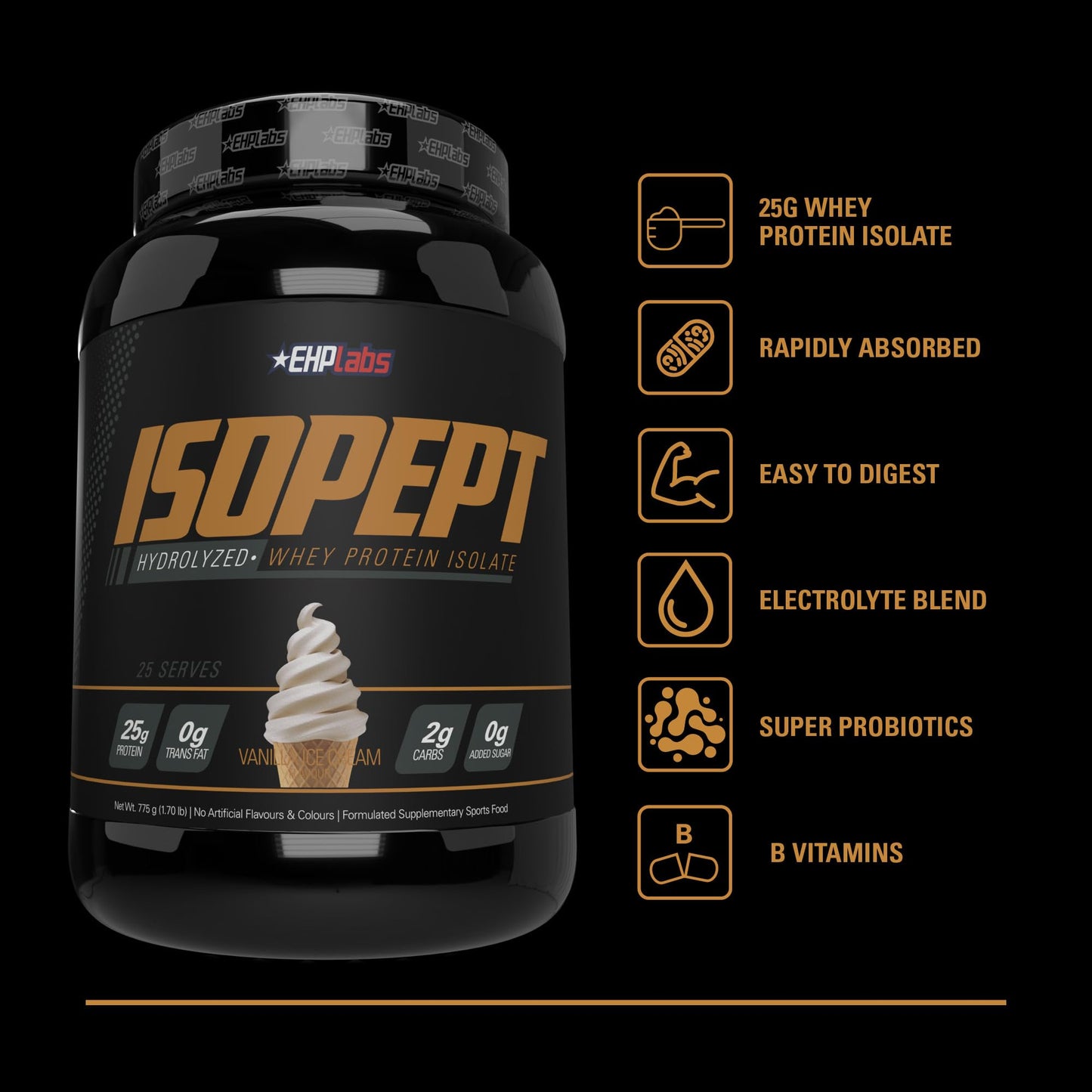 EHP Labs IsoPept Hydrolyzed Whey Protein Powder 34.4 oz