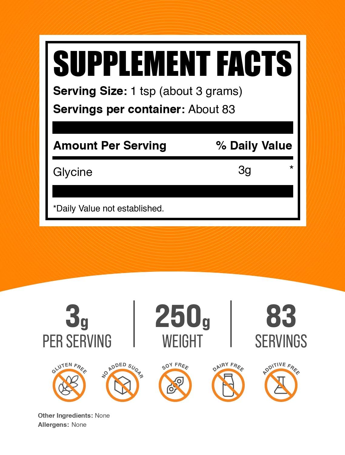 BulkSupplements Glycine Powder 8.8 oz