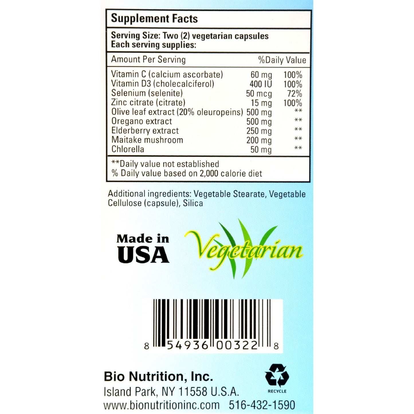 Bio Nutrition Immune Wellness Olive Leaf and Oregano Capsules, 1 Unit