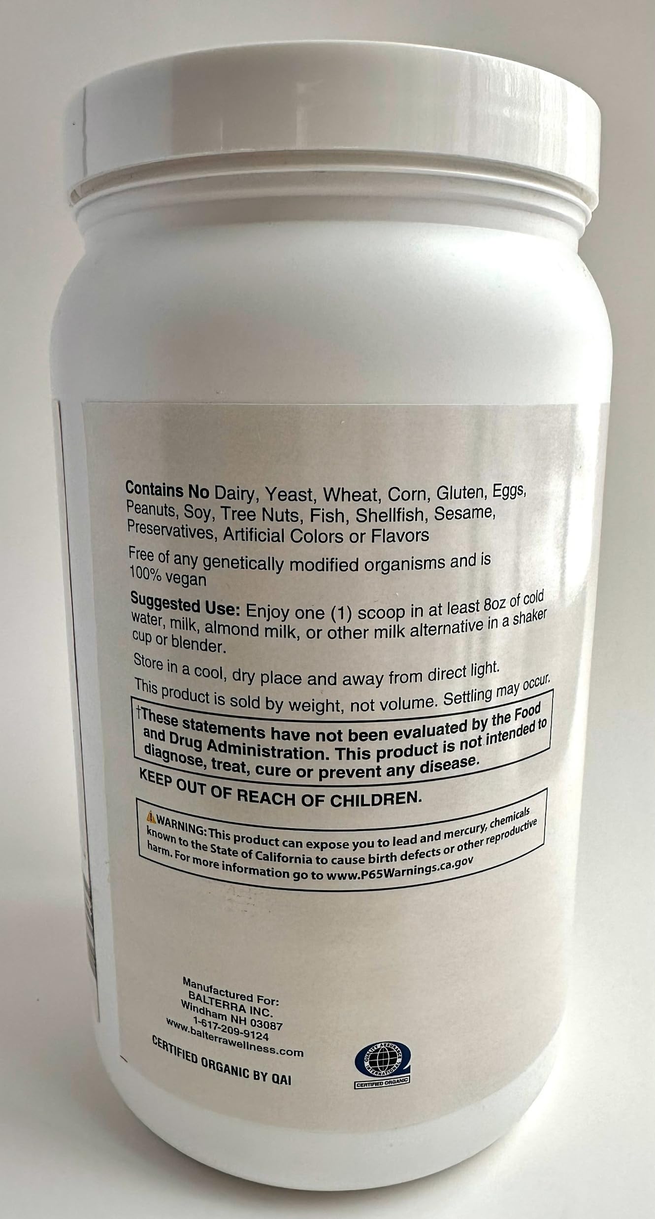 Wellness Made Clear Balterra Organic Plant Based Protein – Physical Performance Protein Supplement Powder, Chocolate, 1.46 lb