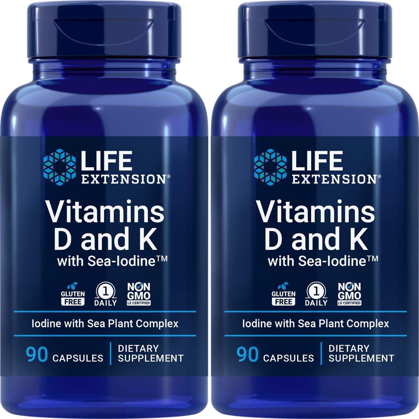 Life Extension Vitamins D and K with Sea-Iodine Capsules 180