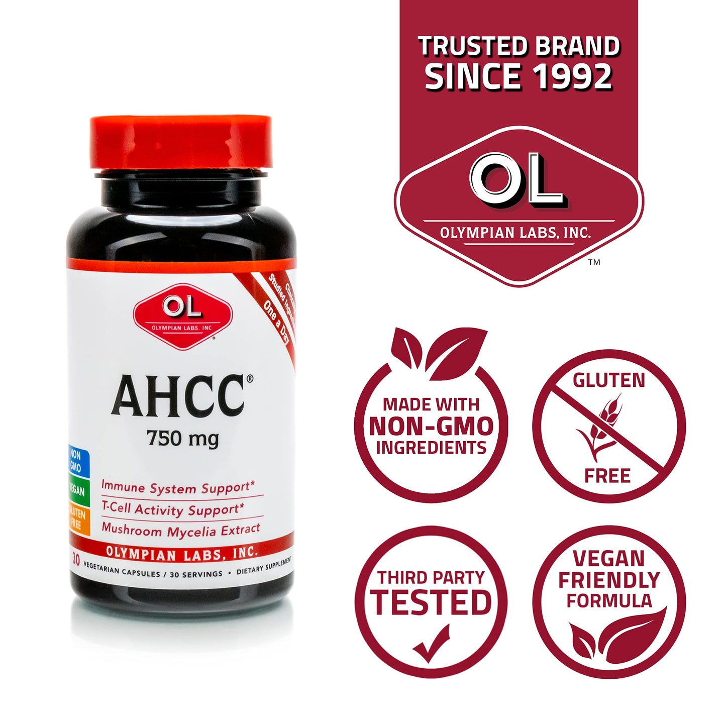 Olympian Labs AHCC Supplement Capsule 30 Capsules