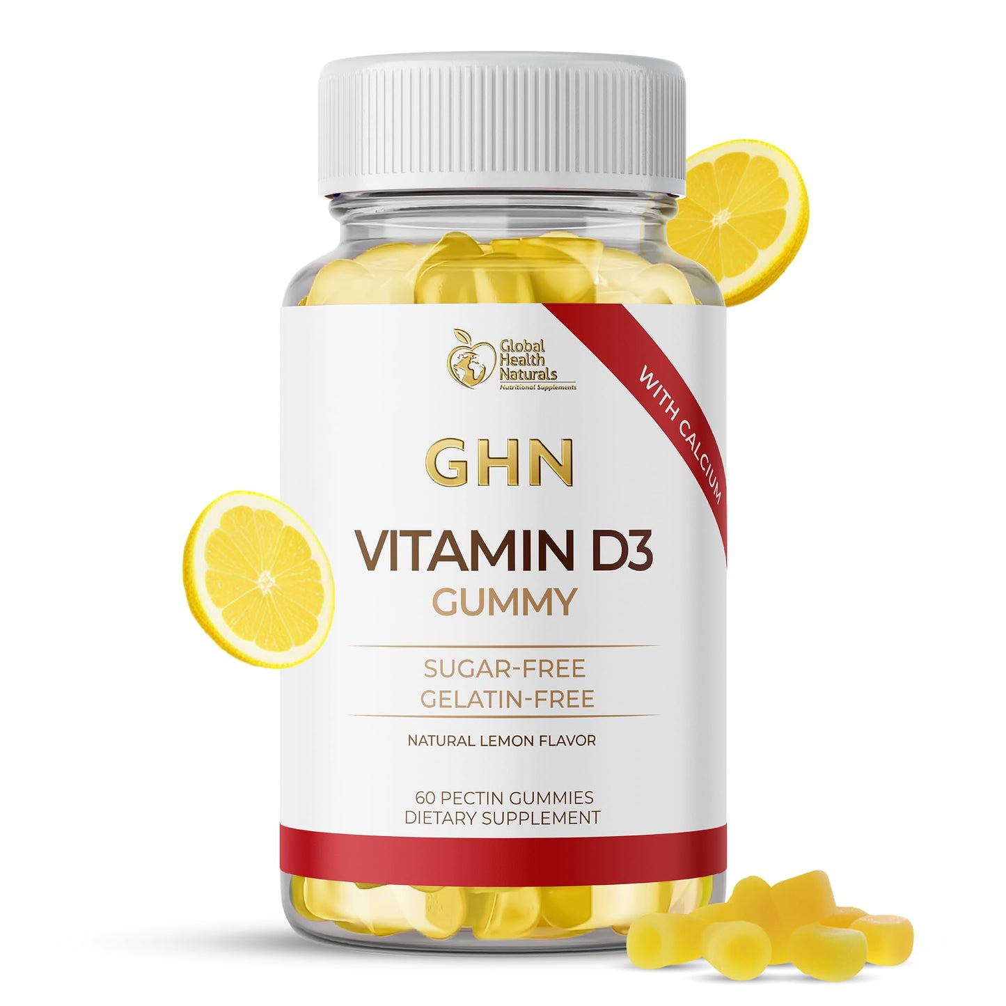 Global Health Naturals Nutritional Supplements Vitamin D3 Gummies 1,000 IU, Sugar Free, Vegan Pectin-Based, 60 Count
