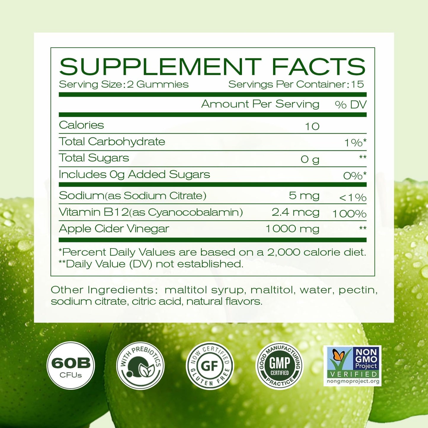 NEWELLME Apple Cider Vinegar Gummies B12 Multivitamin ACV Supplement 60 Count