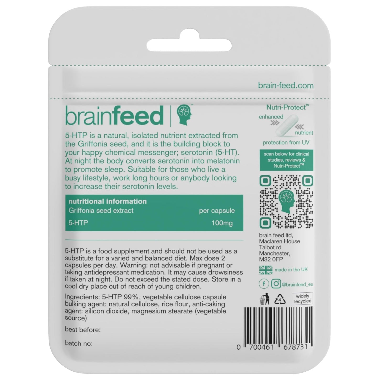 Brain Feed Serotonin Mood Support Tablet 30 Count