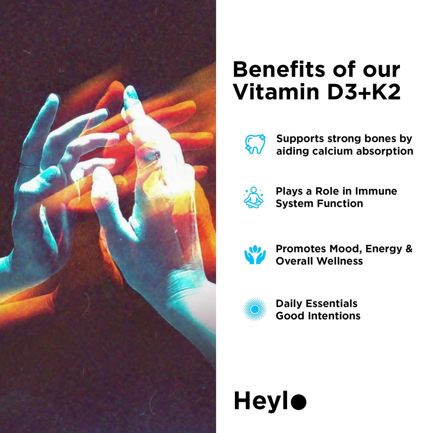 Heylo Health Vitamin D3 + K2 Supplement 120 Capsules