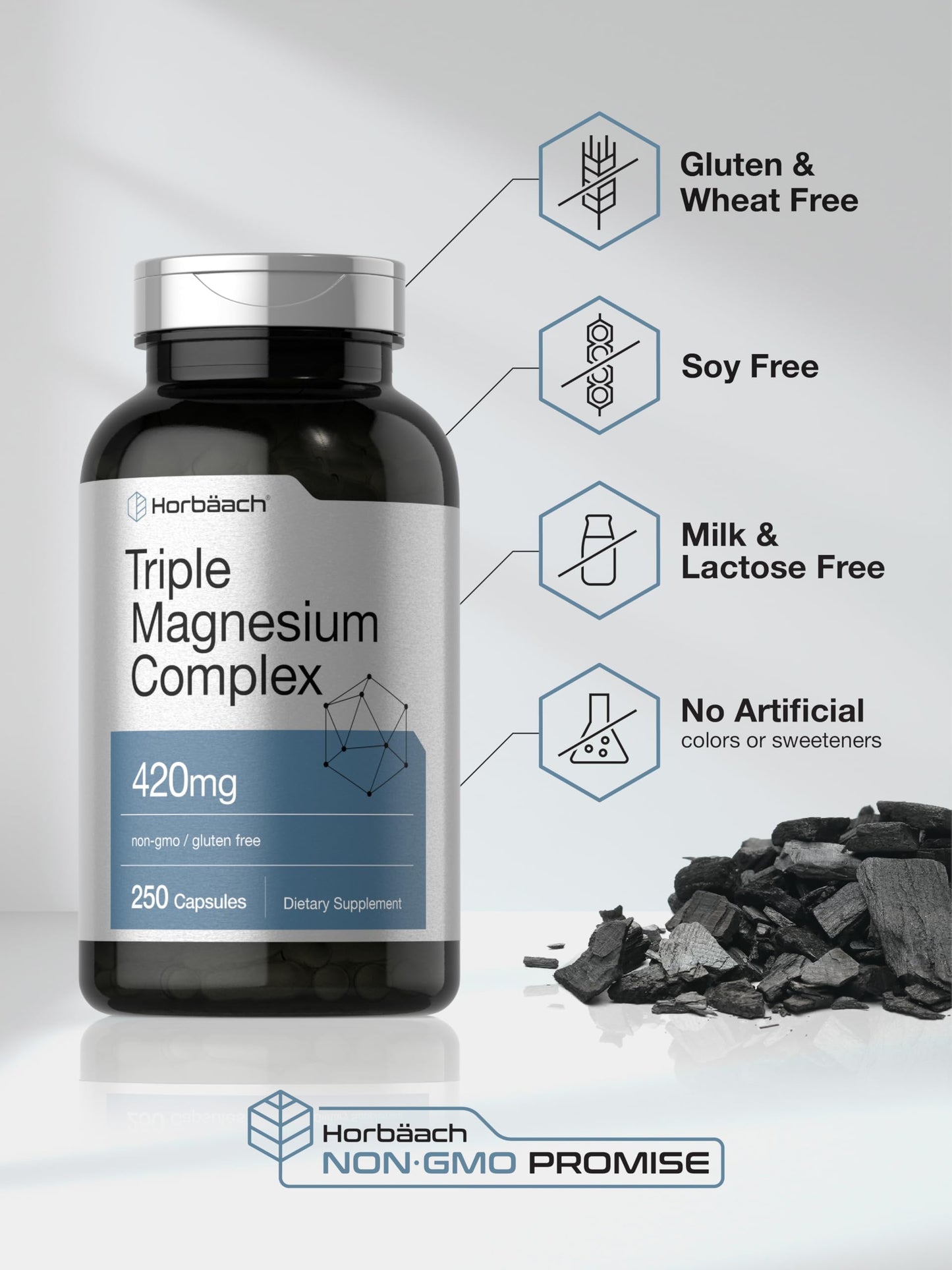 Horbäach Triple Magnesium Complex 420 mg, 250 Capsules