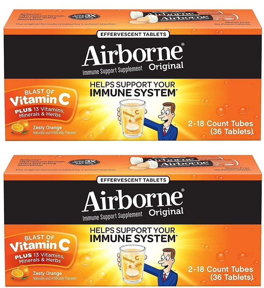 Airborne Zesty Orange Vitamin C 1000mg Effervescent Tablets 72 Count