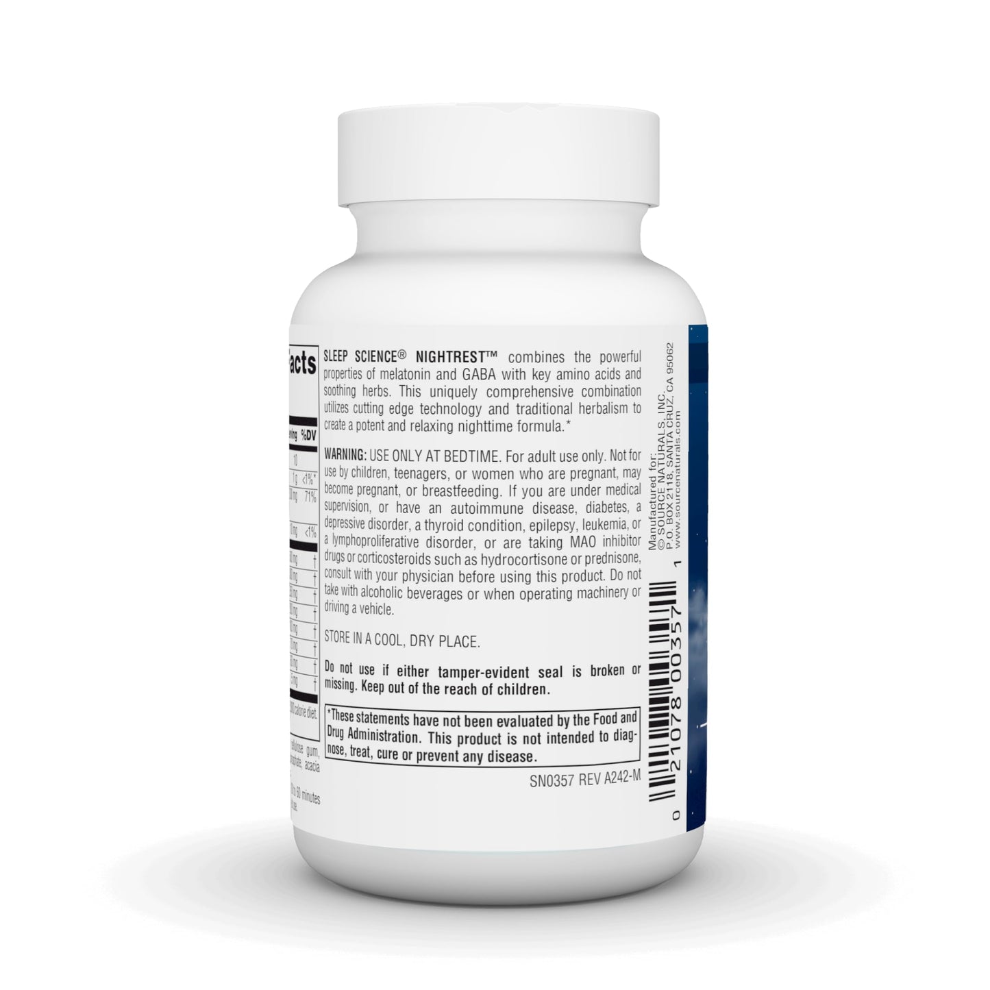 Source Naturals Sleep Science NightRest with Melatonin, Multi-Nutrient & Herb Complex 50 Tablets