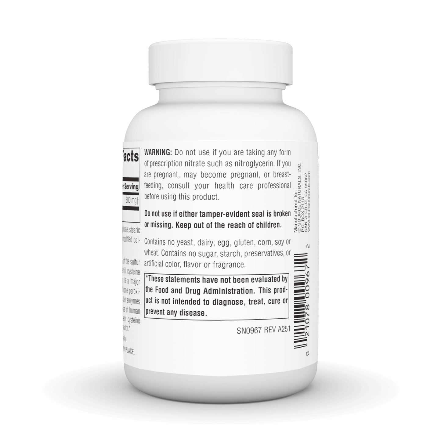 Source Naturals N-Acetyl Cysteine 600 mg, 120 Tablets