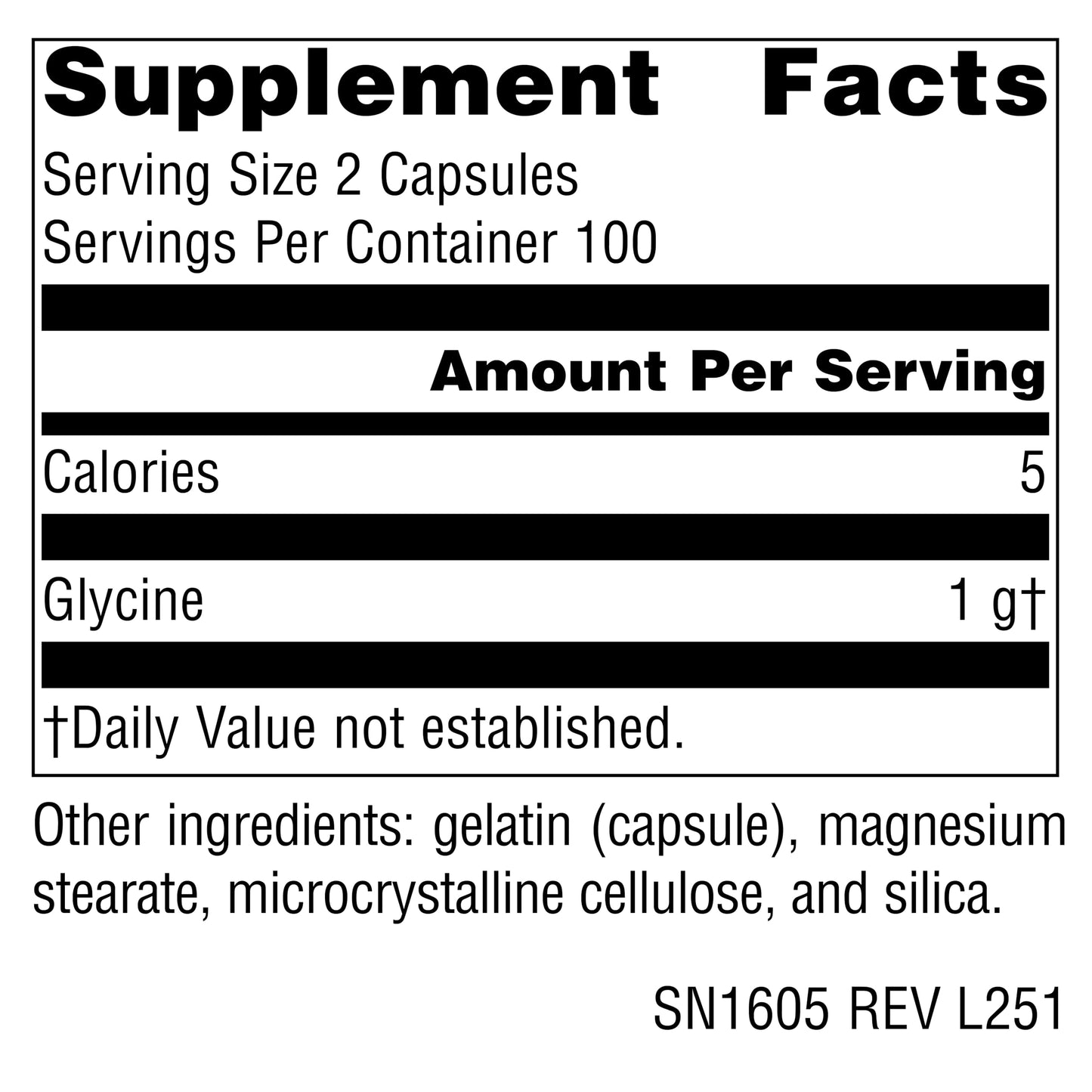 Source Naturals Glycine 500 mg Capsule, 200 Capsules