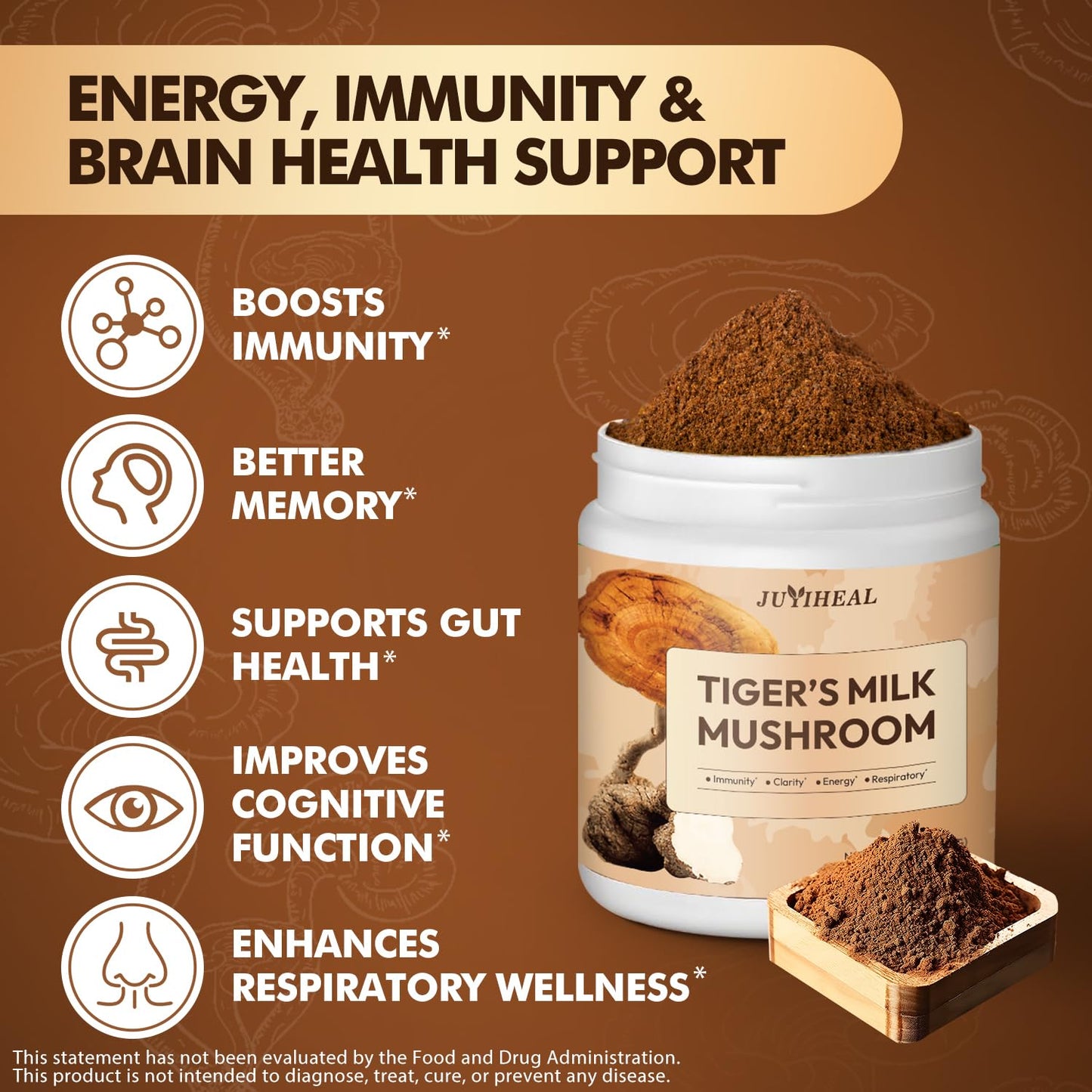 JUYIHEAL Tiger Milk Mushroom Powder 6.3 oz