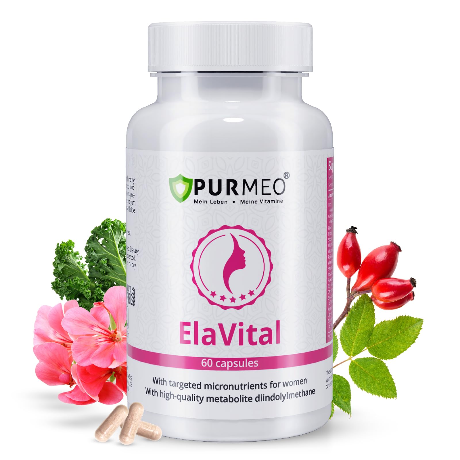 purmeo Women Hormone Balance, Energy and Beauty Support DIM, Natural Herbal Capsules with Vitamin B Complex, Gluten-Free, GMO-Free, Vegan, 60 Capsules