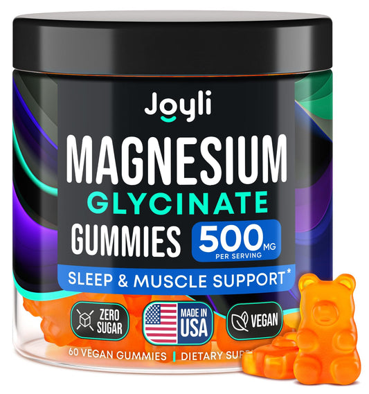 JOYLI Nutrition Magnesium Glycinate Gummies 500mg, 60 Count