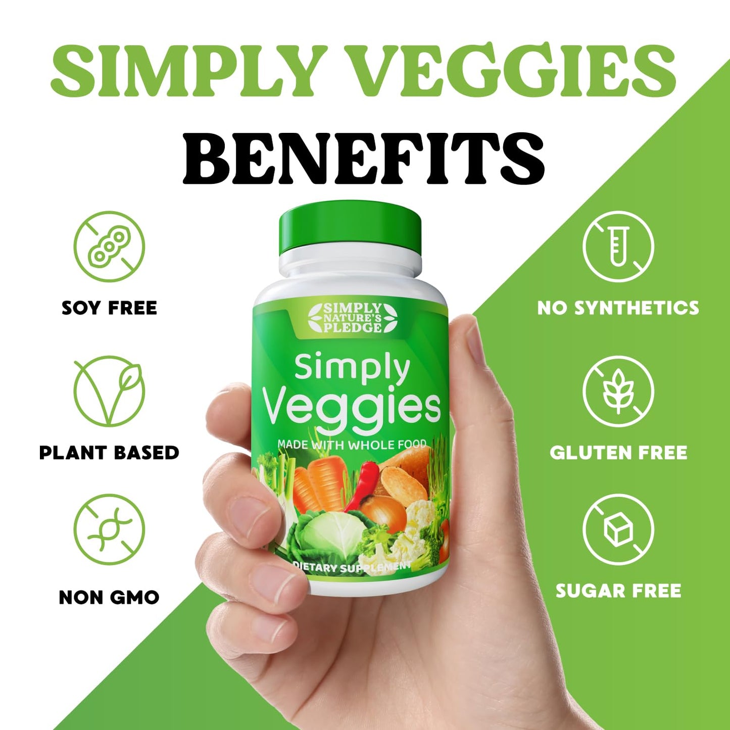 Simply Nature's Pledge Beta Carotene with 18 Vegetables Whole Food Blend Capsules, 90 Count