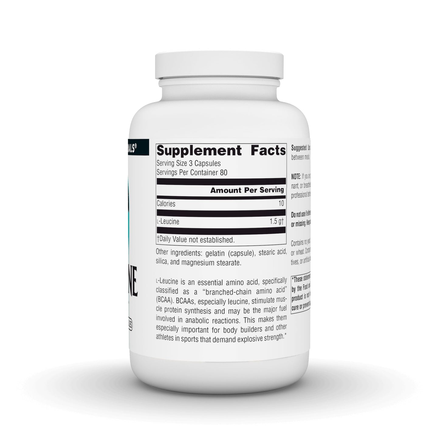 Source Naturals L-Leucine Free Form Essential Amino Acid Supplement for Energy Support 500 mg 240 Capsules
