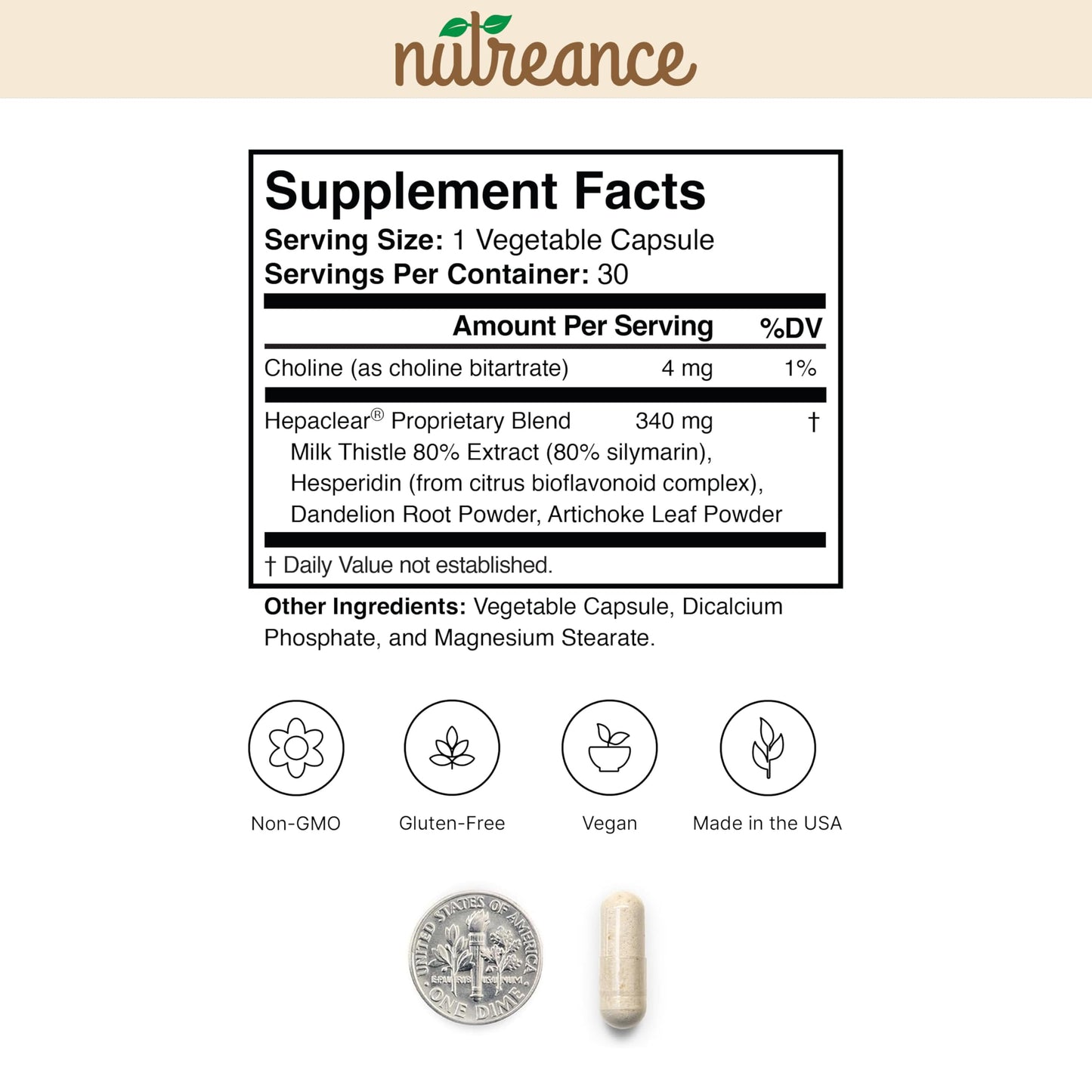 Hepaclear Natural Liver Support Supplement with Hesperidin Capsules, 30 Count