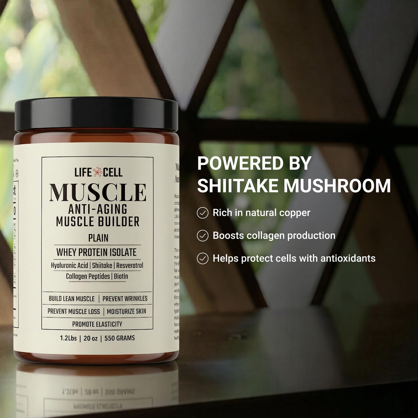 LifeCell Whey Protein Powder Anti-Aging Muscle Builder Unflavored 550 g 19.4007 Servings