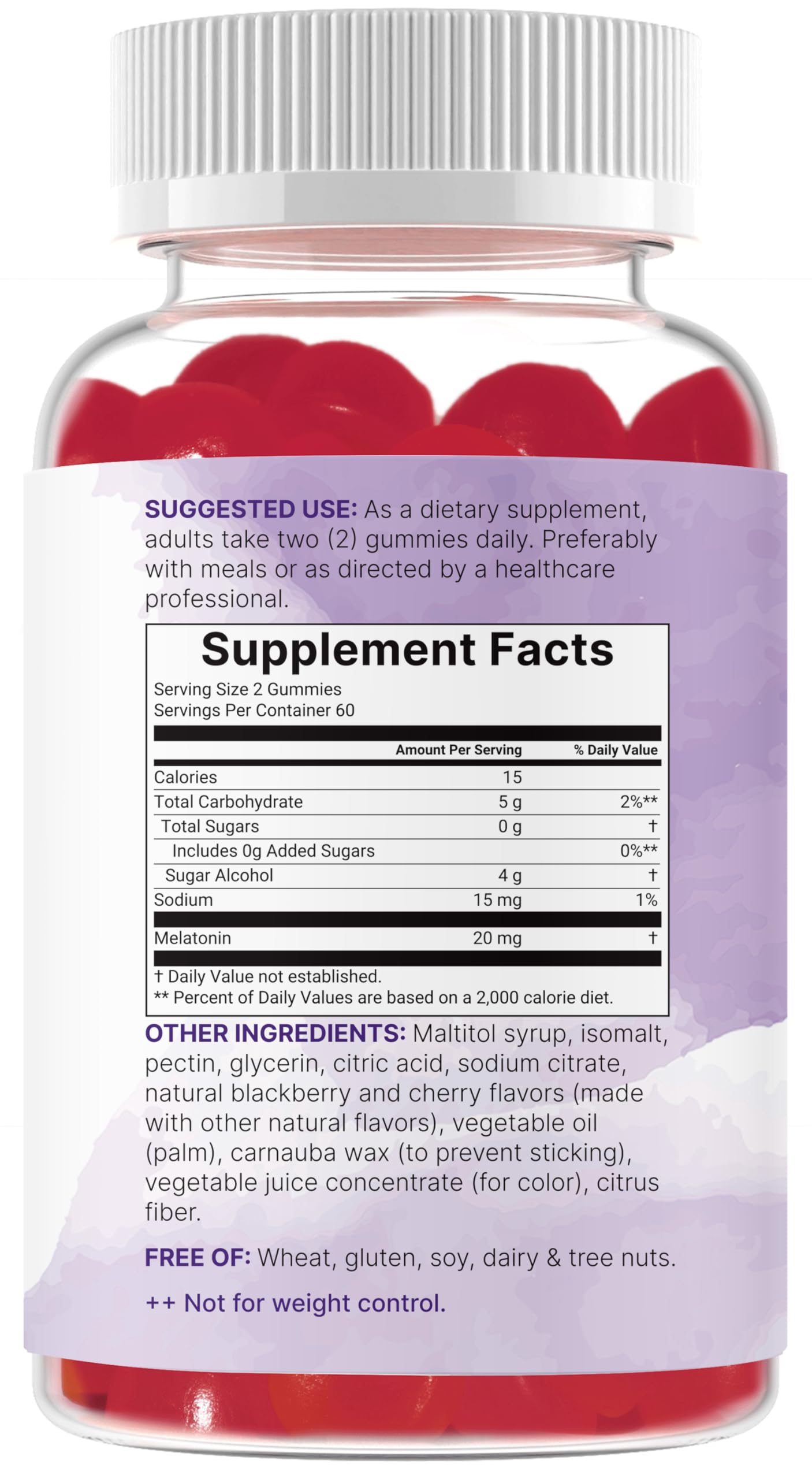 Micro Ingredients Melatonin 20mg Gummies, 120 Count