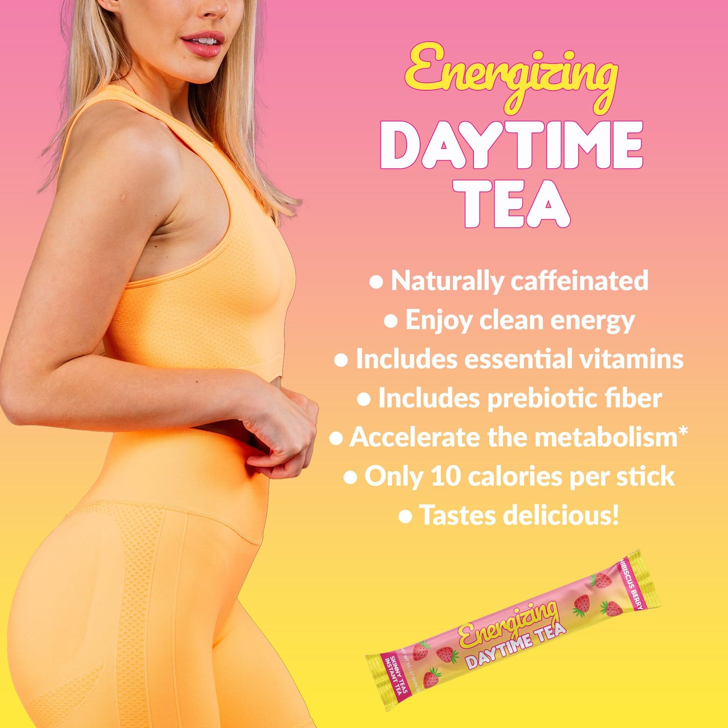 SkinnyBoost Skinny Teas Energizing Daytime Tea Sticks Powder 14 Count