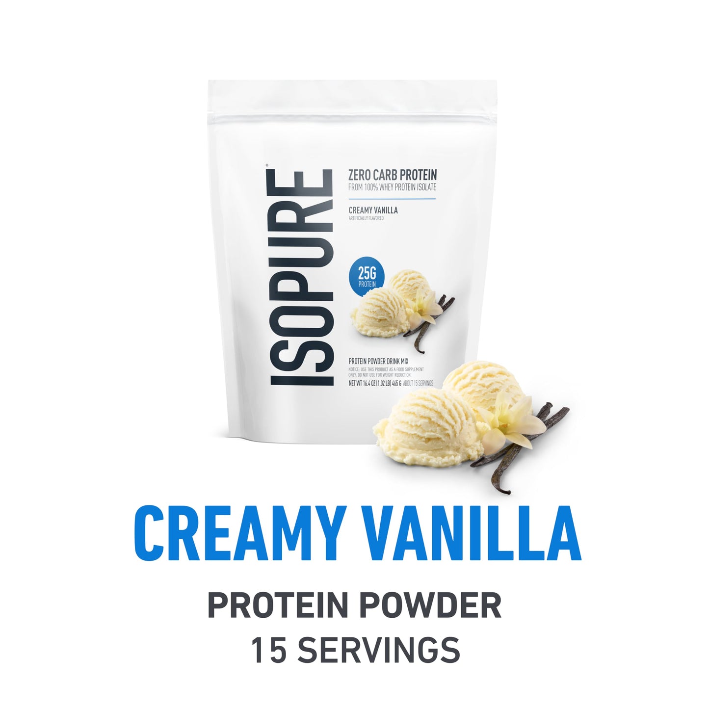 Isopure Zero Carb 100% Pure Whey Isolate Protein Powder Creamy Vanilla, 1 lb, 14 Servings + Isopure 100% Pure Creatine Monohydrate Powder, 100 Servings