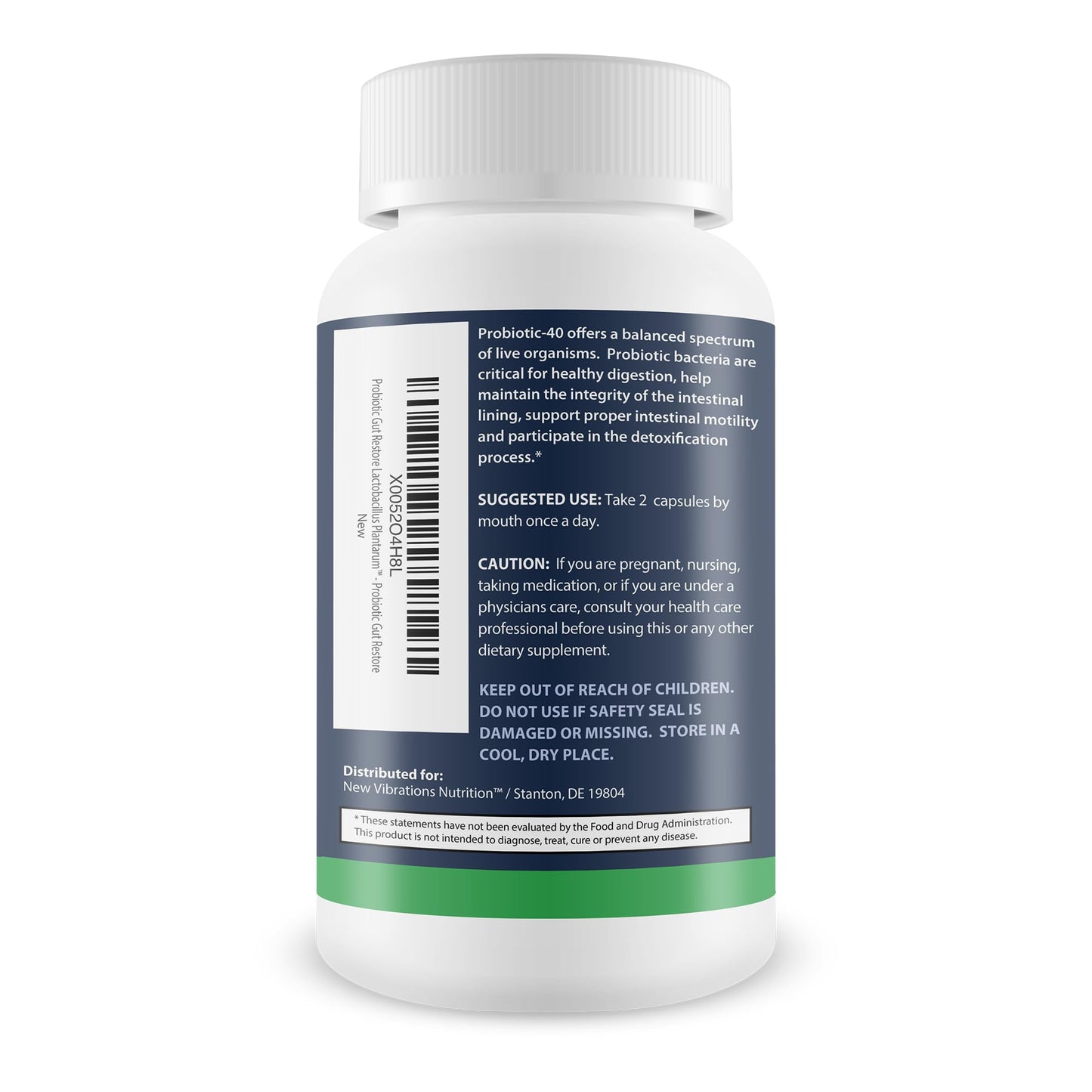 New Vibrations Nutrition Probiotic Gut Restore Lactobacillus Plantarum Capsules 60