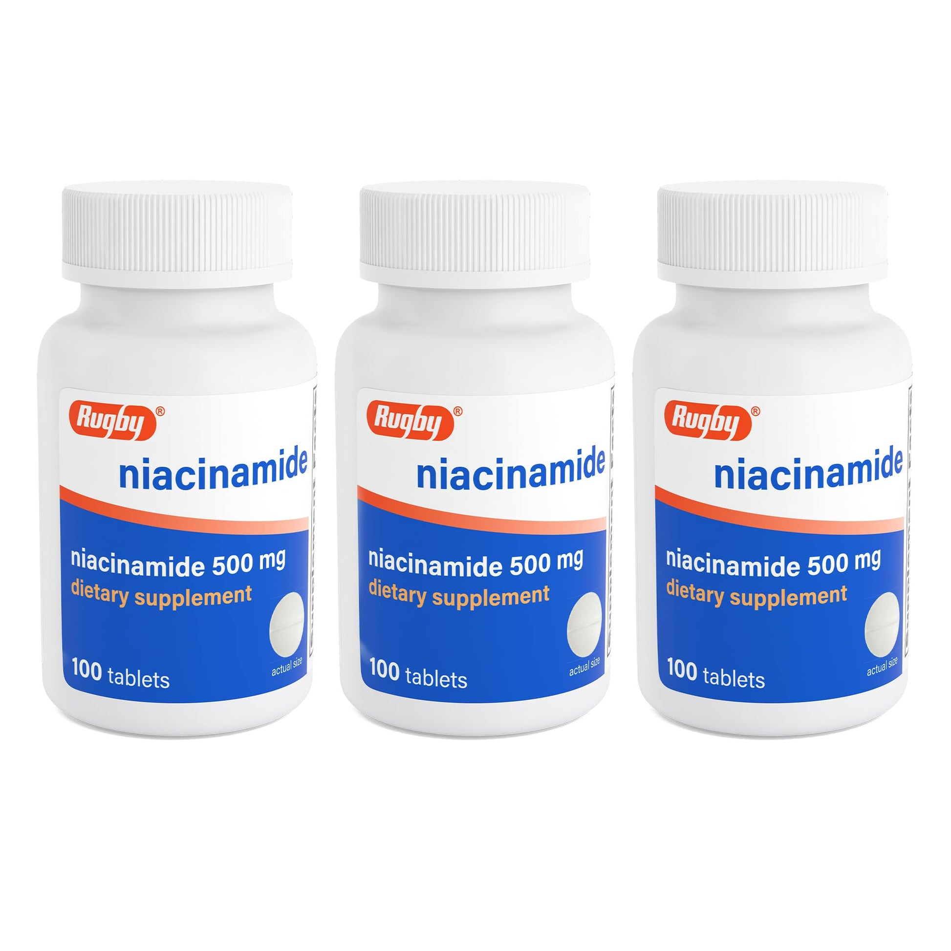 Rugby Laboratories Niacinamide 500 mg Tablets, 300 Tablets