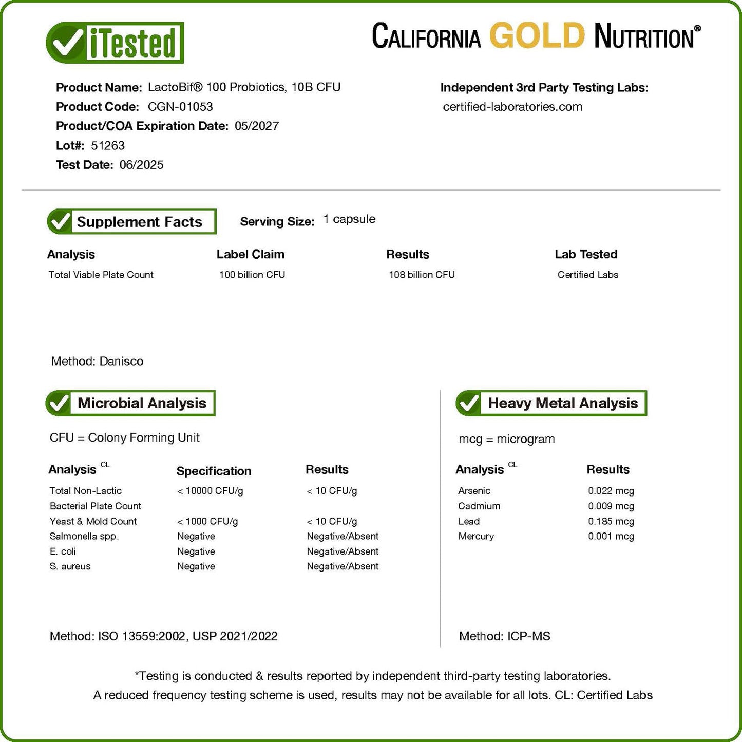 California Gold Nutrition LactoBif Probiotics Capsules, 30 Count