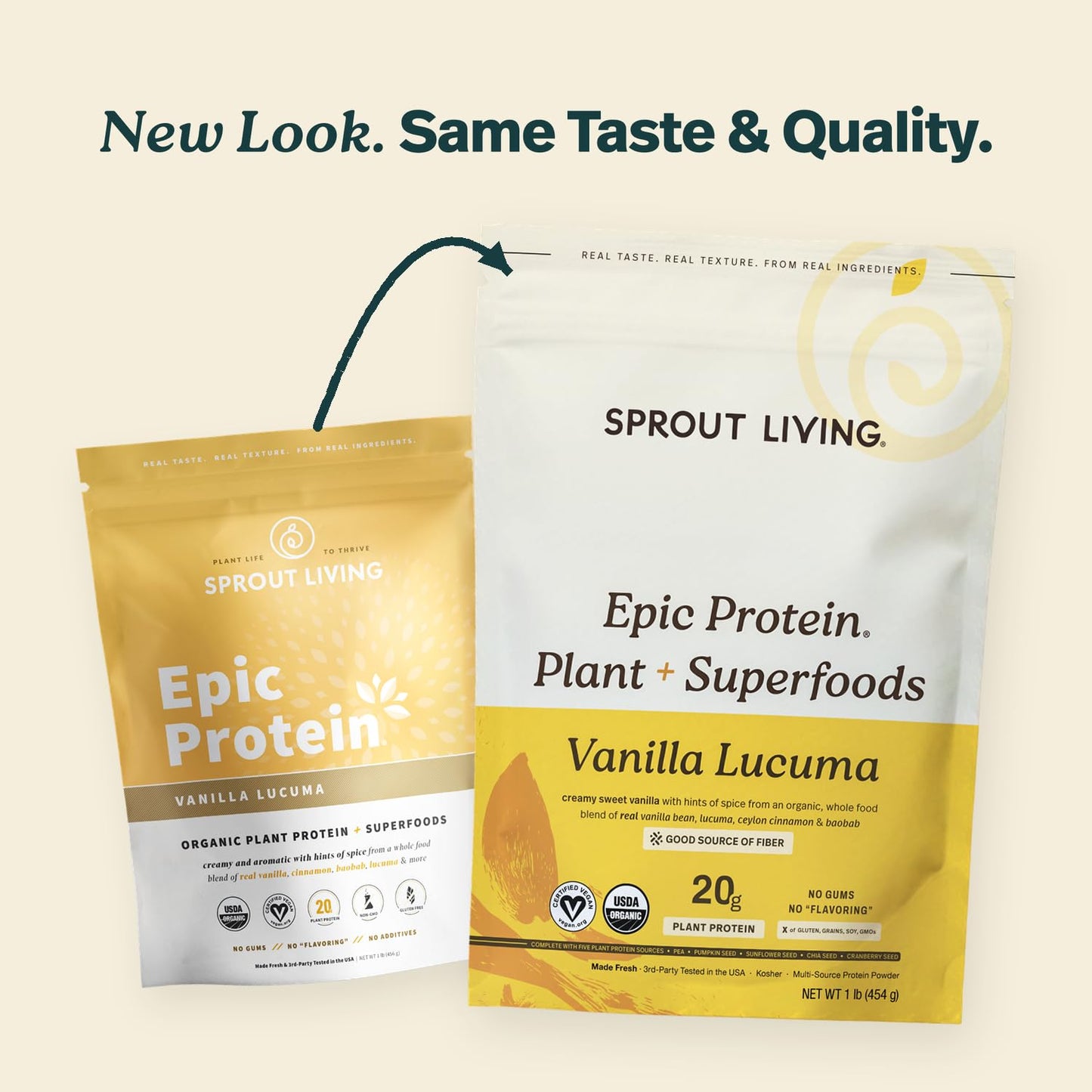 Sprout Living Epic Protein Powder, Plant Based Protein & Superfoods, Vanilla Lucuma, 16 Servings