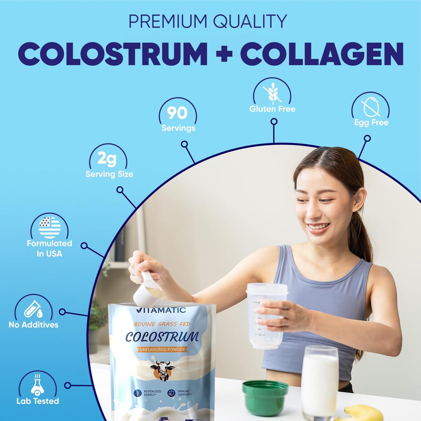 Vitamatic Bovine Colostrum 30% IgG Powder 6.34 Ounce
