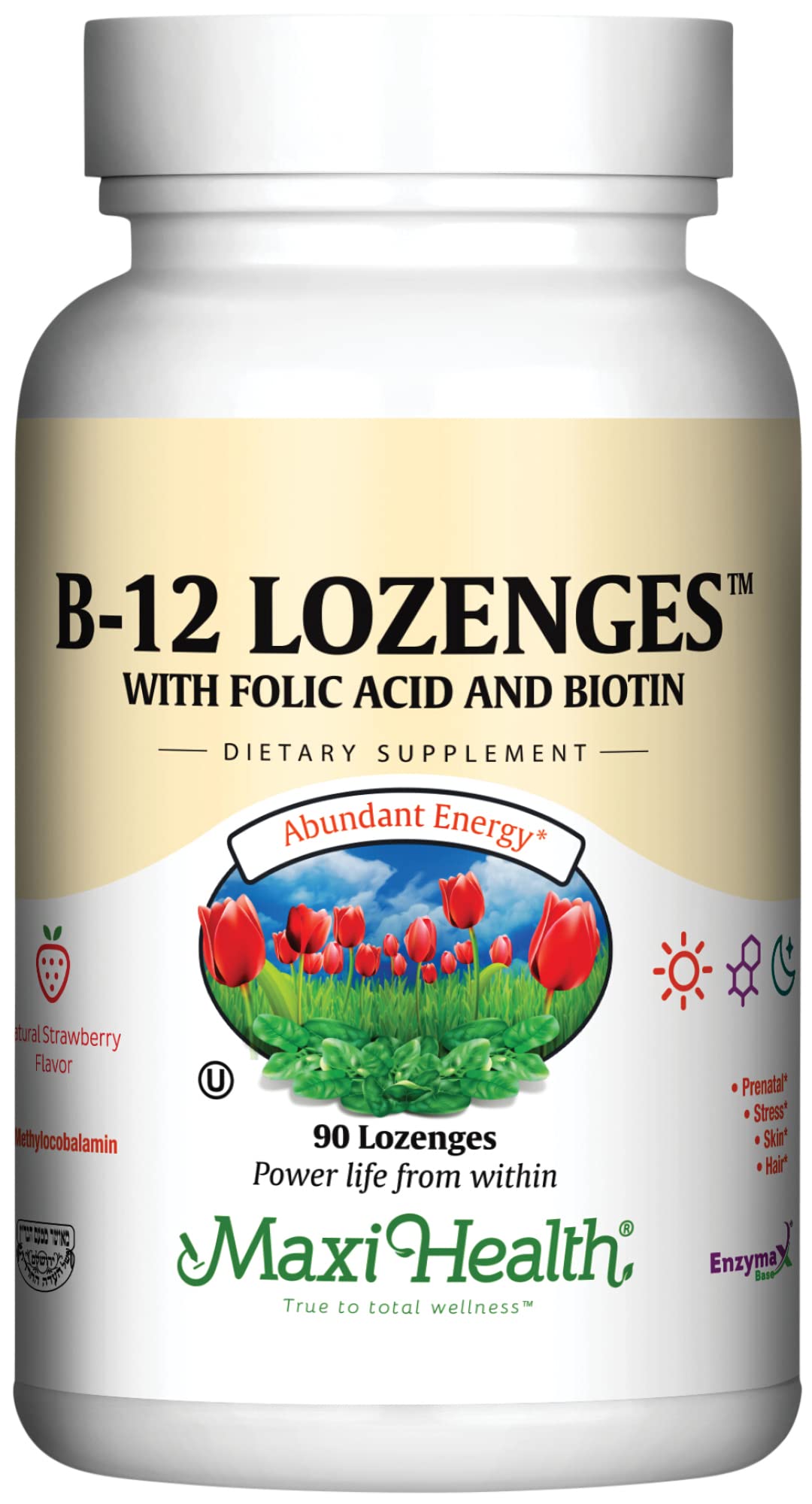 Maxi Health Vitamin B12 Lozenges with Folic Acid and Biotin, 90 Count