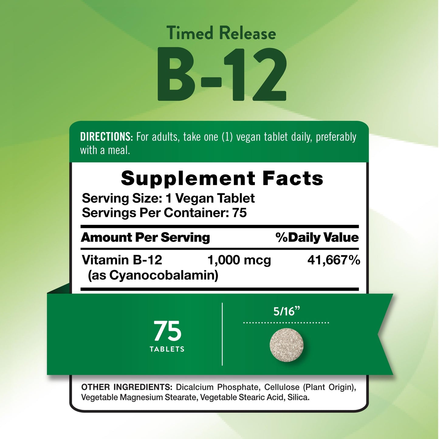 Nature's Truth Vitamin B12 1000 mcg Timed Release Tablets, 75 Count