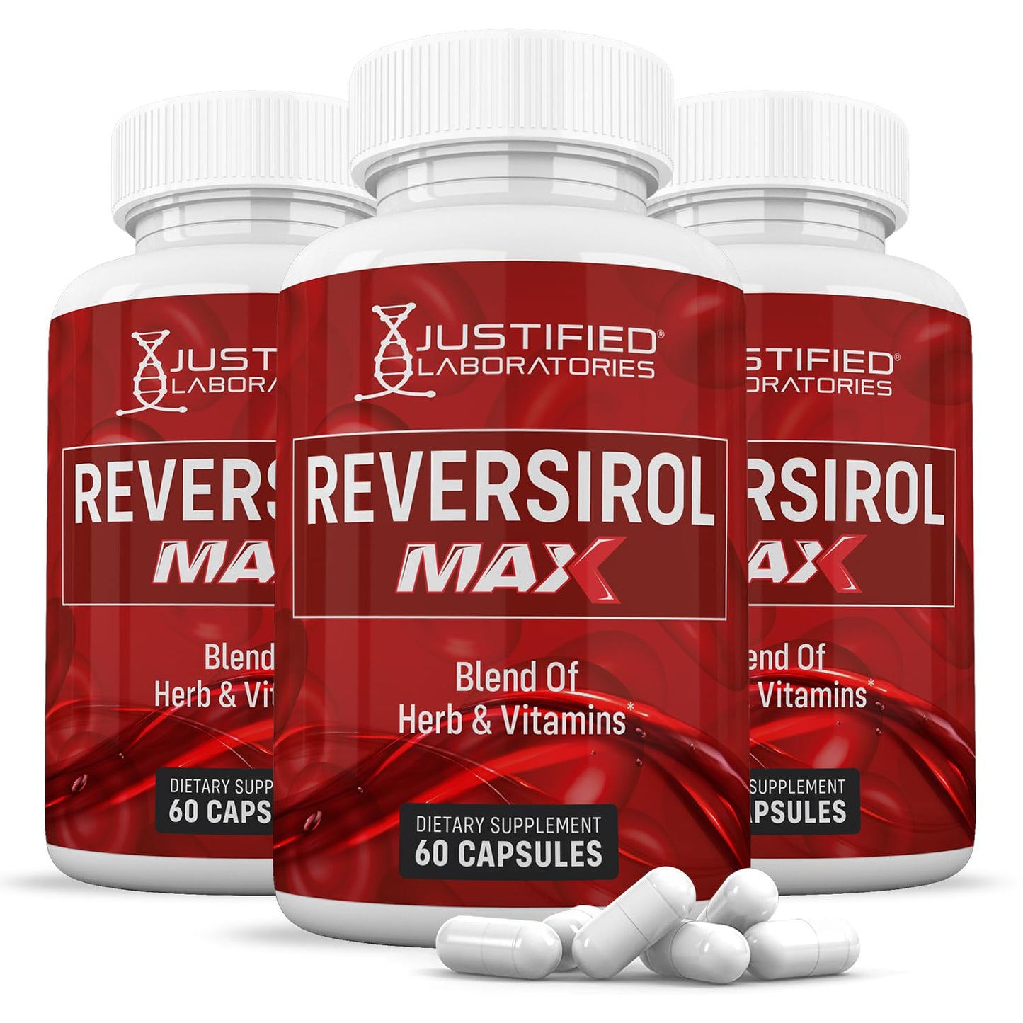 Justified Laboratories Reversirol Max 1295MG Formula Supplement Capsules 60