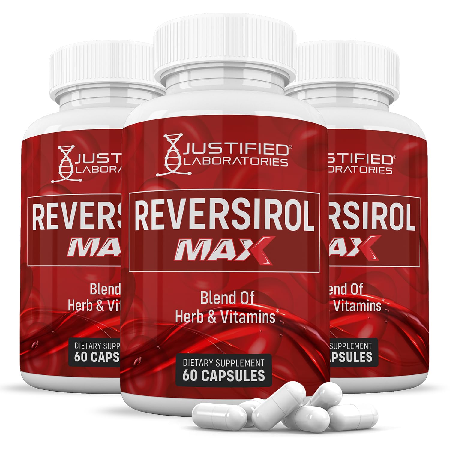 Justified Laboratories Reversirol Max 1295MG Formula Supplement Capsules 60