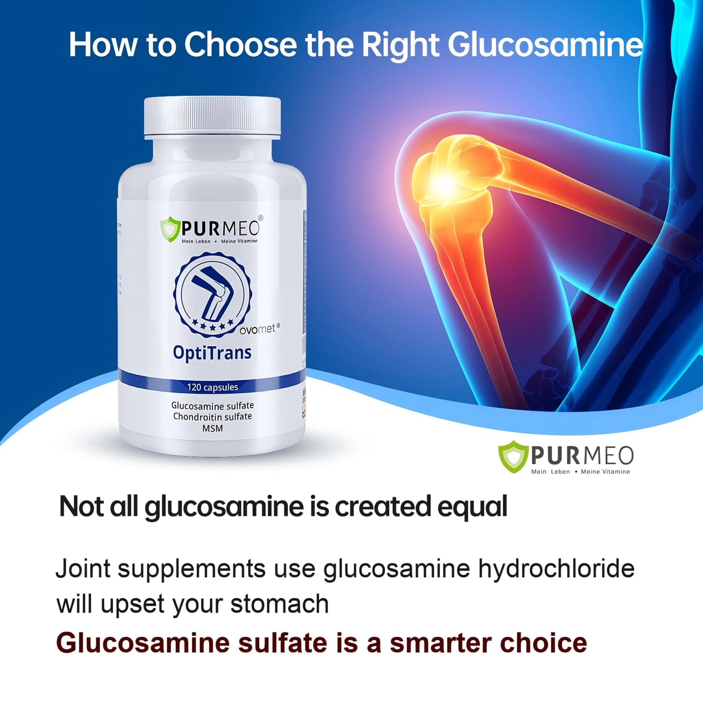 Purmeo Glucosamine Chondroitin MSM Capsules, 120 Count