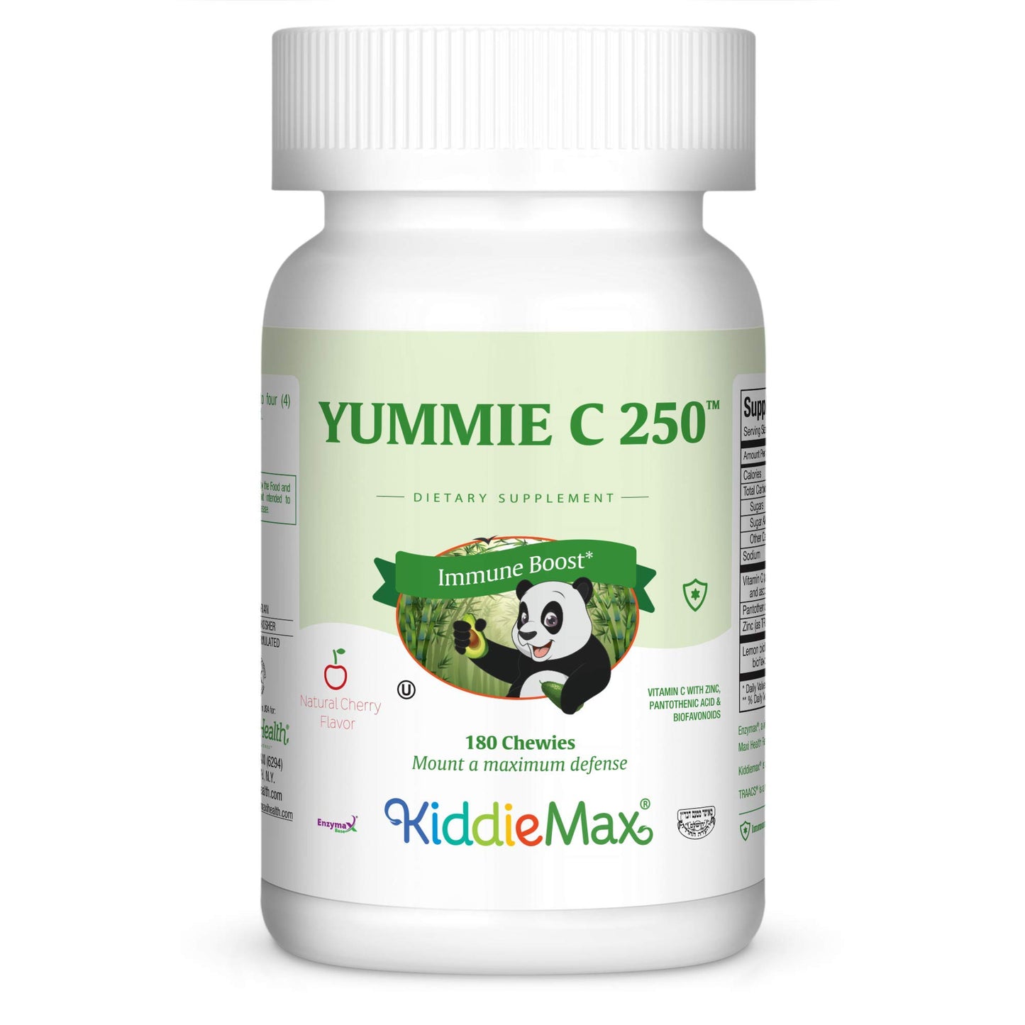 Maxi Health Chewable Vitamin C - Zinc Lozenges - Immune Booster - Cherry Flavor, 180 Chewies