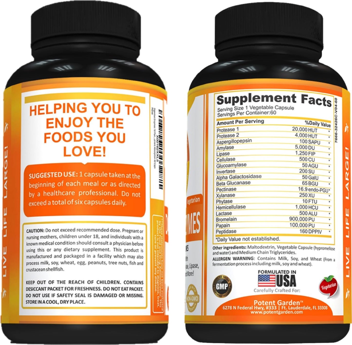 Potent Garden Digestive Enzymes, 60 Capsules