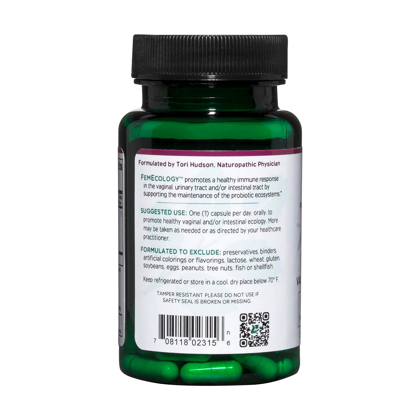 Vitanica FemEcology Vaginal and Intestinal Probiotic Support Capsule 30 Count
