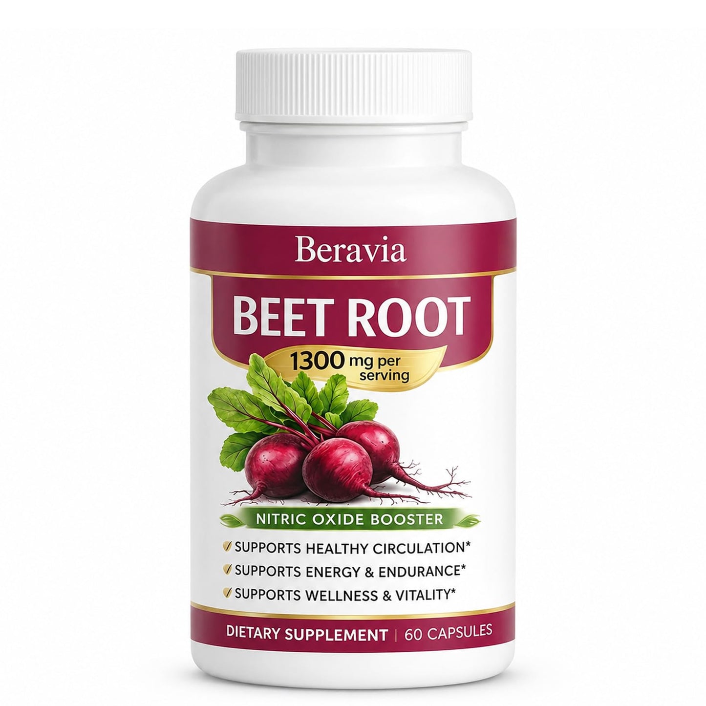 Beravia Organic Beetroot Capsule, 60 Count