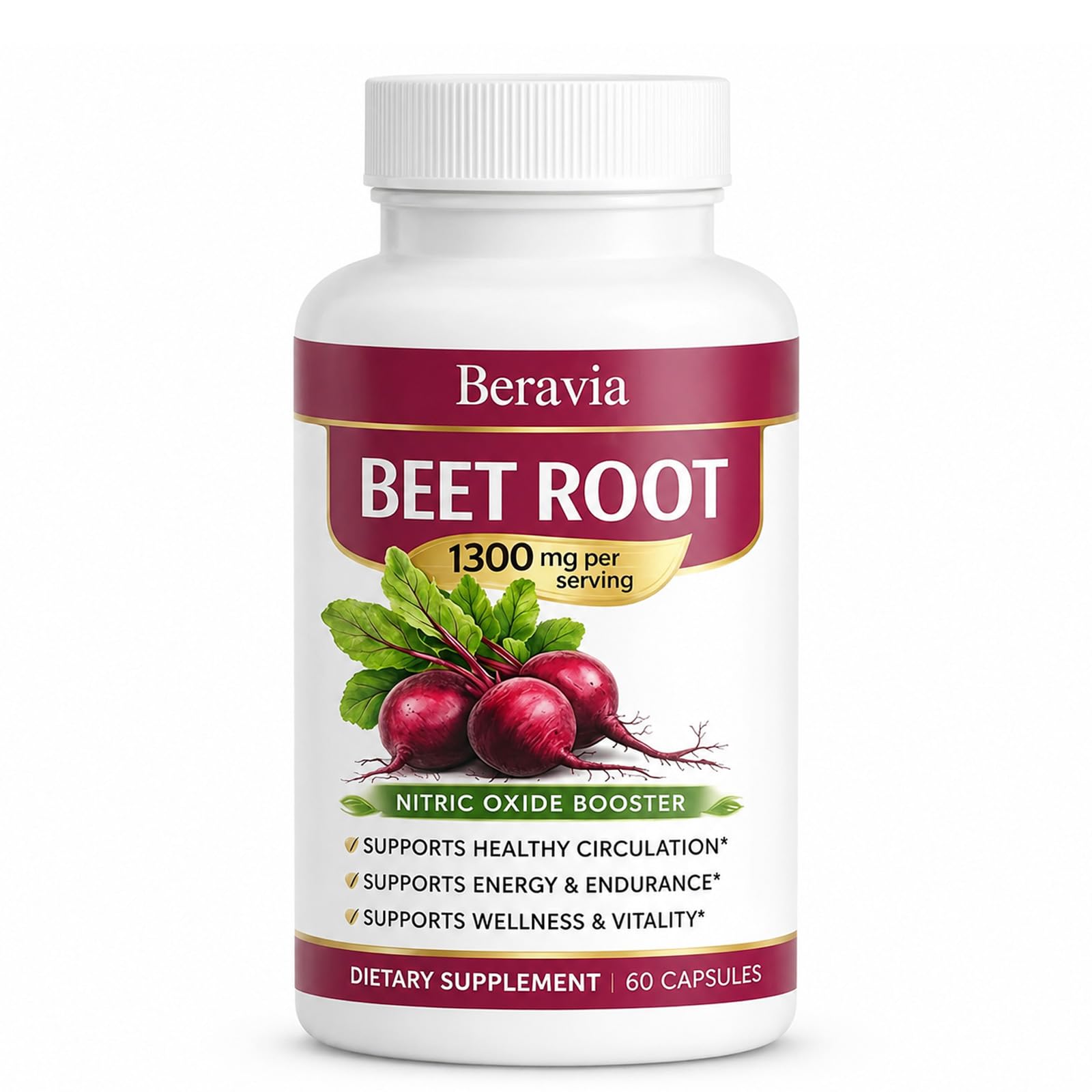 Beravia Organic Beetroot Capsule, 60 Count