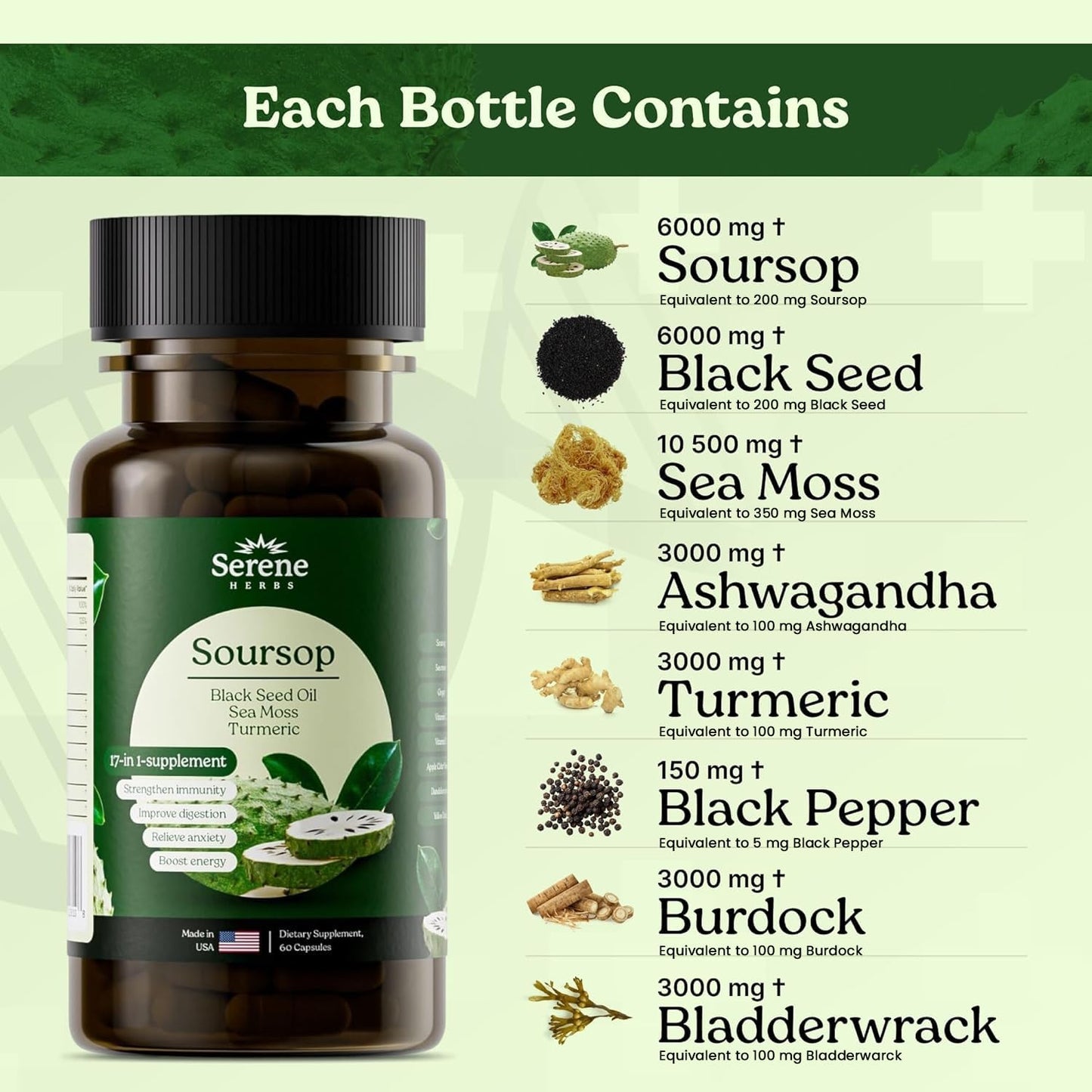 Serene Herbs 17-in-1 Sea Moss Capsules Capsule 60 Count