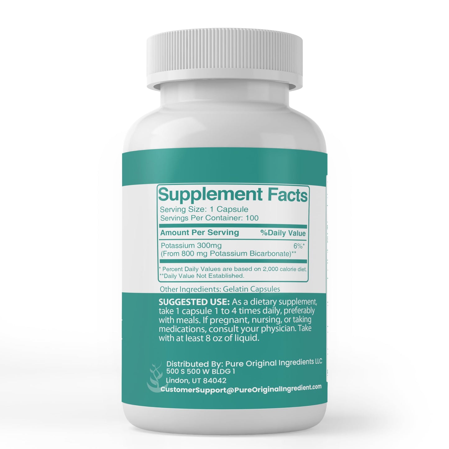 Pure Original Ingredients Potassium Bicarbonate Capsules 100 Count