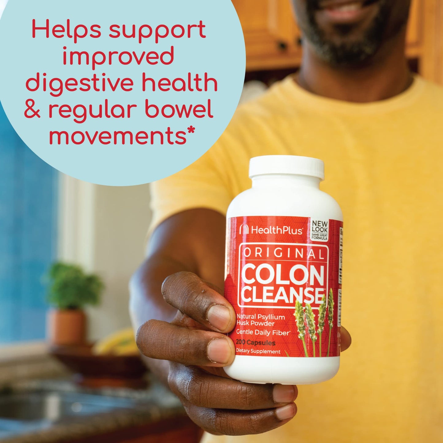 Health Plus Colon Cleanse Daily Psyllium Husk Fiber Capsules 200 Count