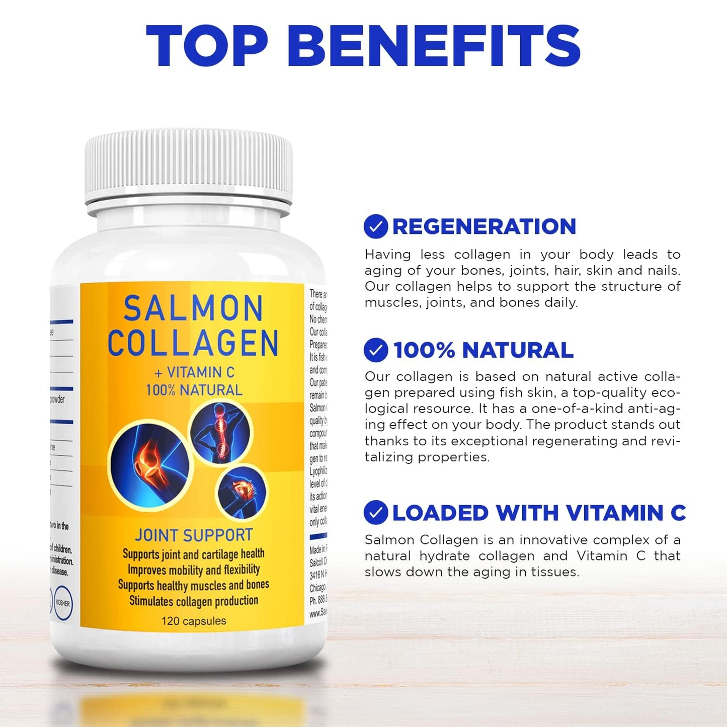 Salcoll Premium Marine Collagen Capsules, 120 Count