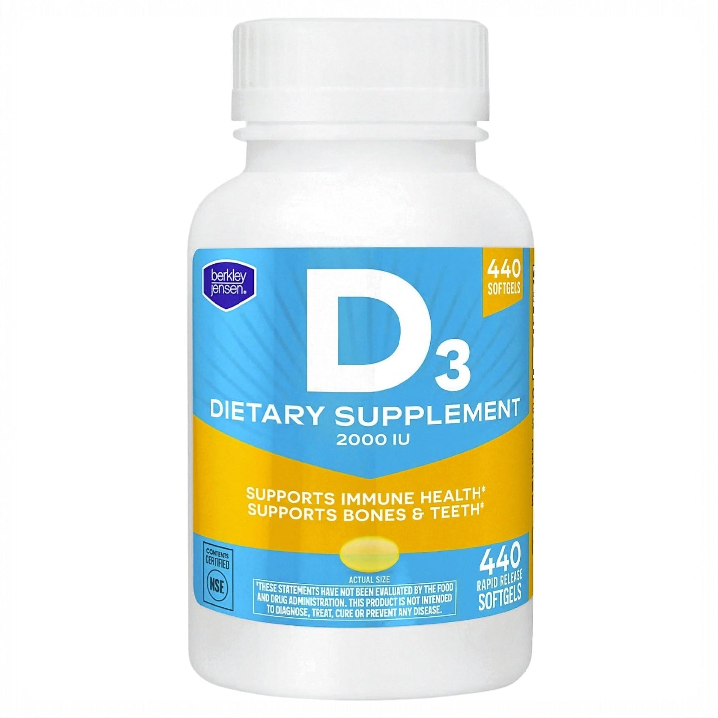Berkley Jensen Vitamin D3 2000IU (50 mcg) Softgels, 440 Count