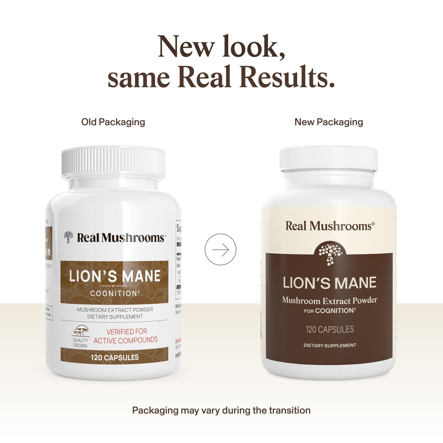Real Mushrooms Lion's Mane Capsules, Brain, Focus and Cognition, 120 Capsules