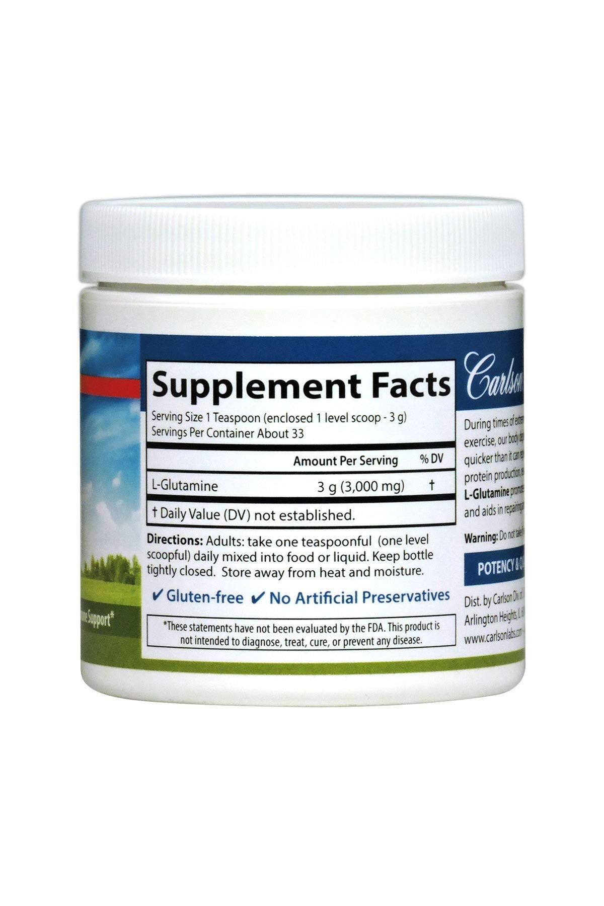 Carlson L-Glutamine Powder 3.53 oz