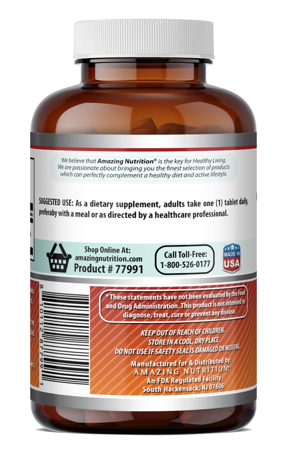 Amazing Nutrition Folic Acid 5000 mcg per Serving Tablets 240 Count