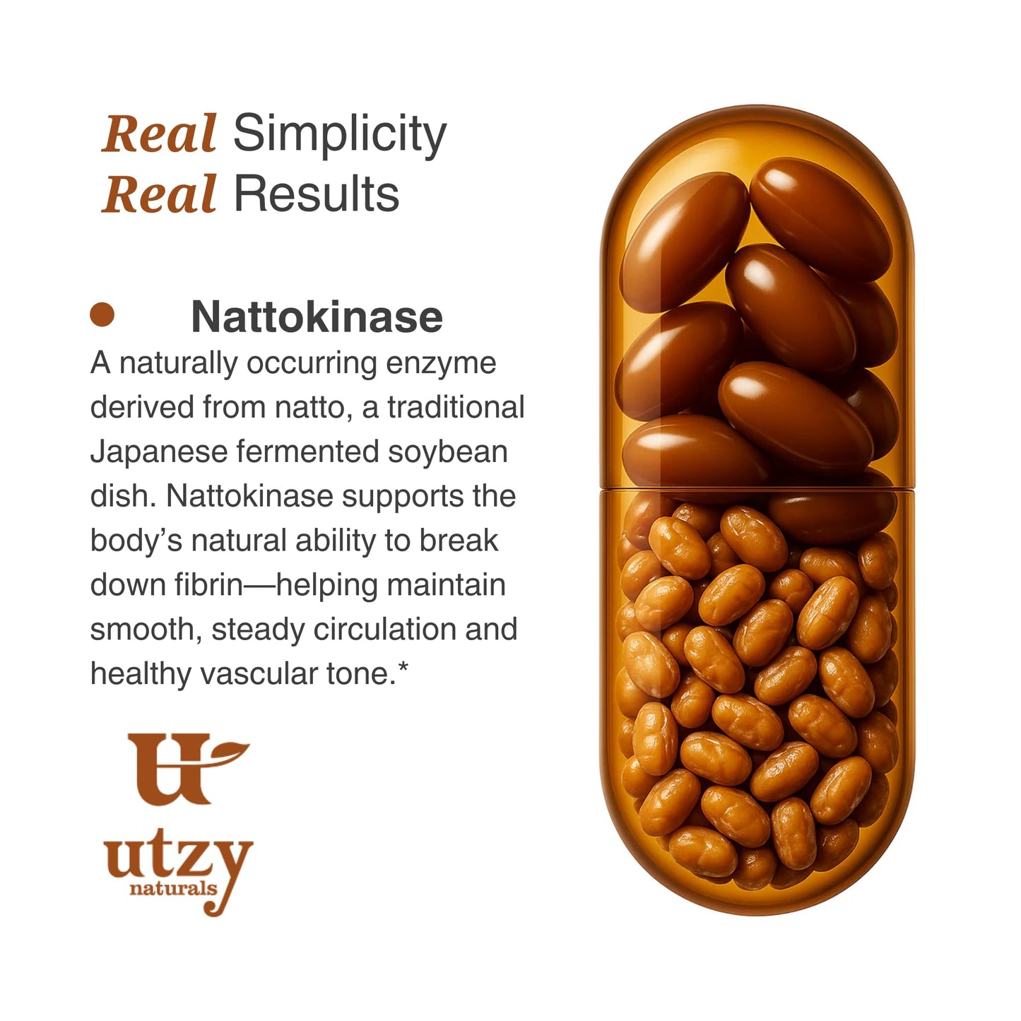 Utzy Naturals Nattokinase Supplement Capsules 60